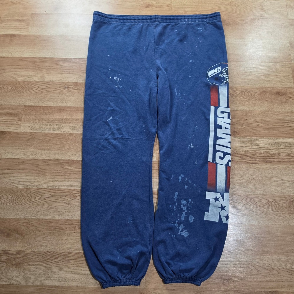 Vintage Garan New York Giants Sweatpants Mens Large Blue NFL Joggers Paint USA